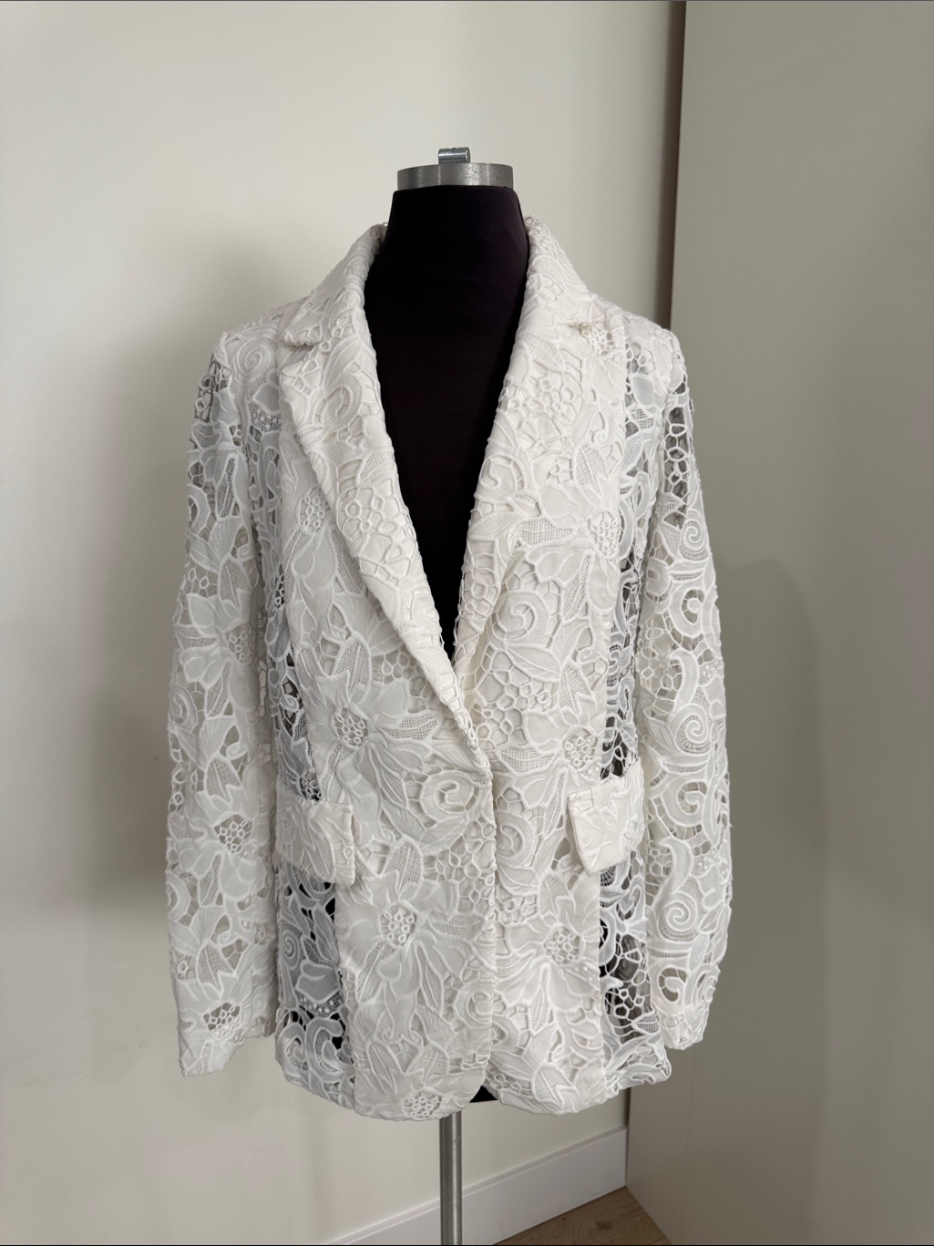 Ungaro White Floral Lace Blazer Jacket